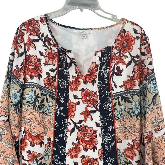 Cato Dress Size 14 16W Bohemian Multicolor Floral Dramatic Bell Sleeve V Neck - Picture 3 of 11